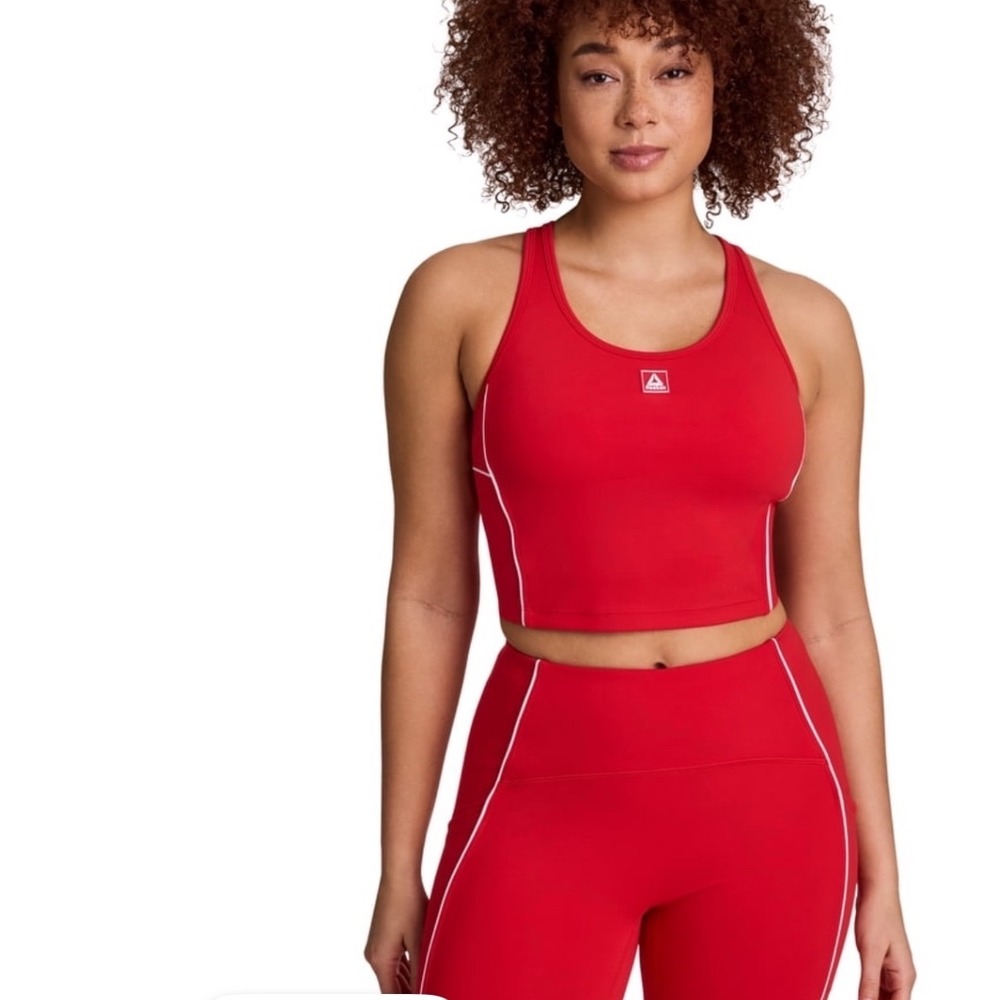 Reebok Womens Team Player Bra Tank Fierce Red Cropped Racerback XXXL